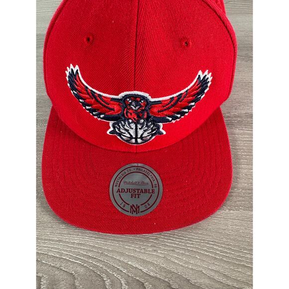 Atlanta Hawks NBA Mitchell & Ness Red Men's Snapback Hat- EUC - Picture 2 of 6